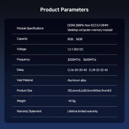 UD11 RGB DDR4 RAM 16GB 32GB 3200-3600MT | Desktop Memory with RGB Lighting