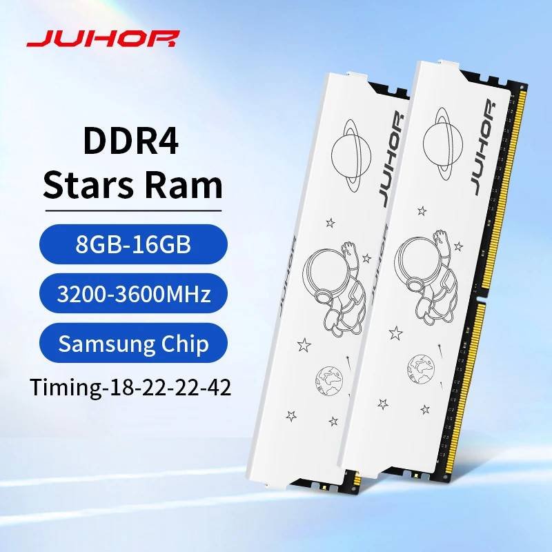 JUHOR DDR4 8GB 16GB 3200MHz 3600MHz XMP2.0 Gaming RAM | High-Performance Desktop Memory with Samsung Chips