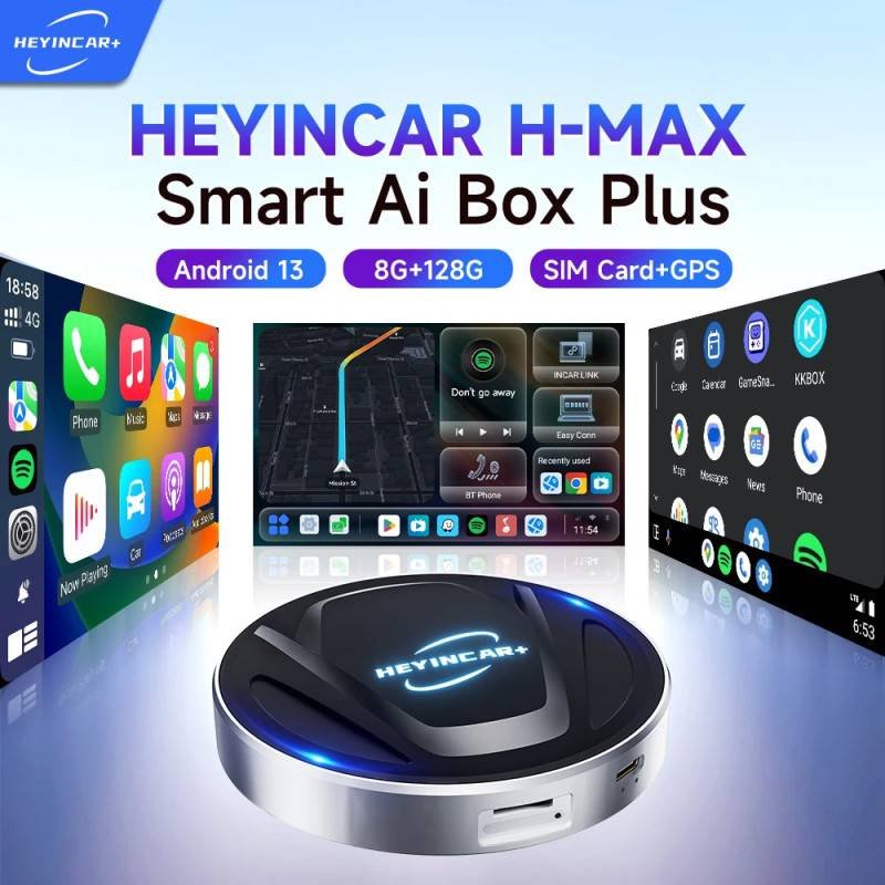 2024 New HEYINCAR Android 13 TV Box - Carplay, Android Auto Wireless Adapter for YouTube and Netflix, AI Box SM6225