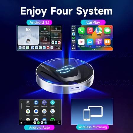 2024 New HEYINCAR Android 13 TV Box - Carplay, Android Auto Wireless Adapter for YouTube and Netflix, AI Box SM6225
