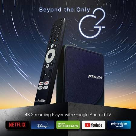 ⦁	RockTek G2 4K Android TV 11 Stream Box | Netflix Google Certified, Amlogic S905X4-K, 4G64G, DTS Dolby Audio, Dolby Vision
