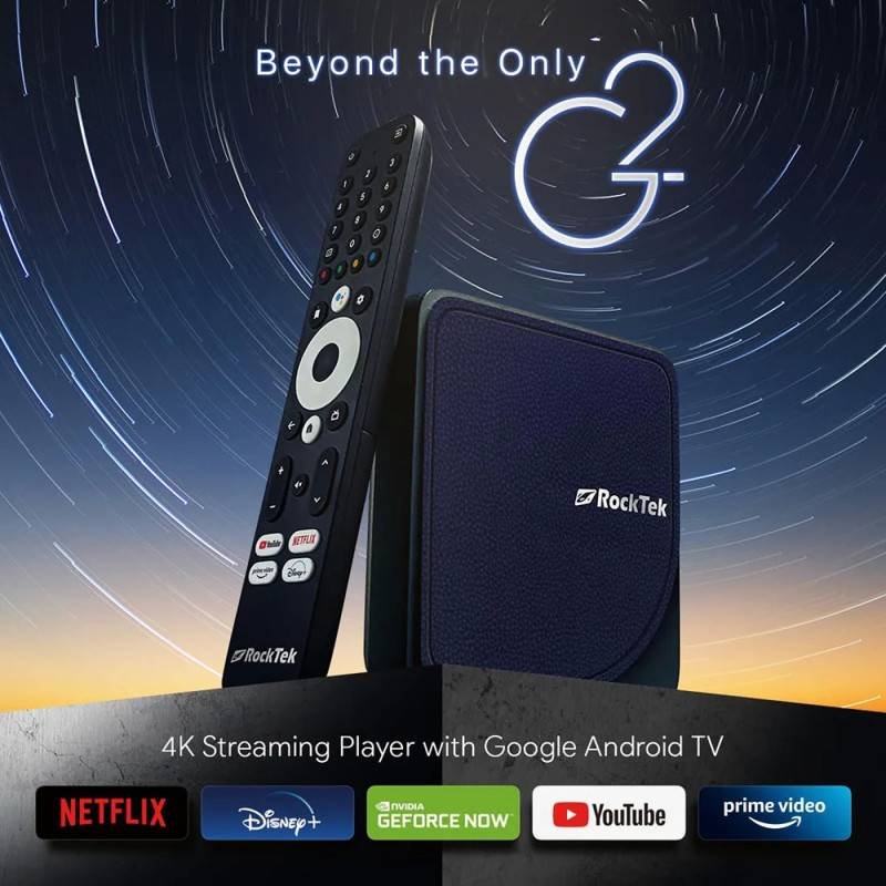 ⦁	RockTek G2 4K Android TV 11 Stream Box | Netflix Google Certified, Amlogic S905X4-K, 4G64G, DTS Dolby Audio, Dolby Vision