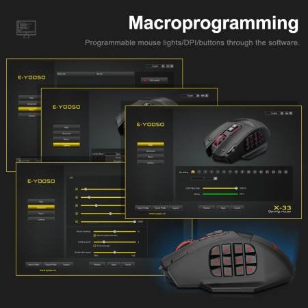 X-33 RGB Gaming Mouse 16000 DPI, 16 Programmable Buttons, USB 2.4G, PC/Laptop