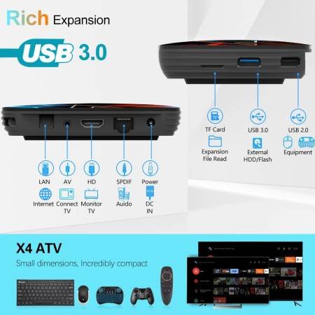 VONTAR X4 ATV Android TV 11.0 - 4K AV1 and Google Voice Input Support
