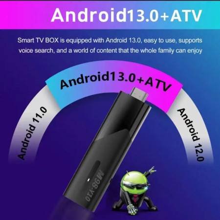 The M98 Y10 Smart TV Stick is a mini PC equipped with Android 13 and the Allwinner H618 processor. It offers 2.4G/5G dual W
