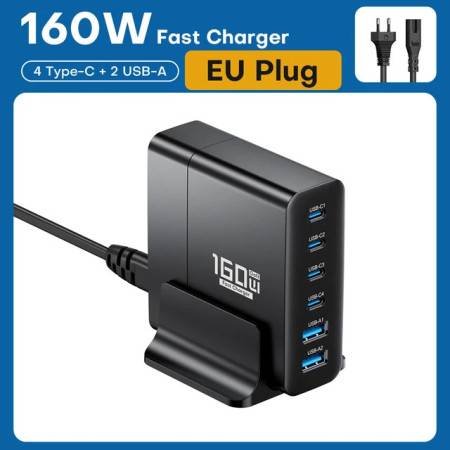 160W GaN USB Fast Charger - PPS PD QC4.0 Type C Desktop Charger