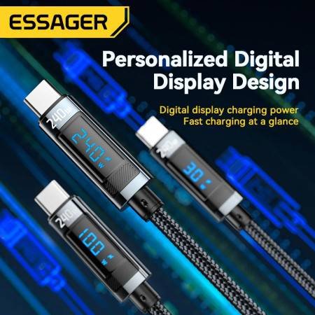Essager 240W USB Type C Cable - 100W PD 3.1 Fast Charging, Compatible with iPhone, MacBook, and Samsung