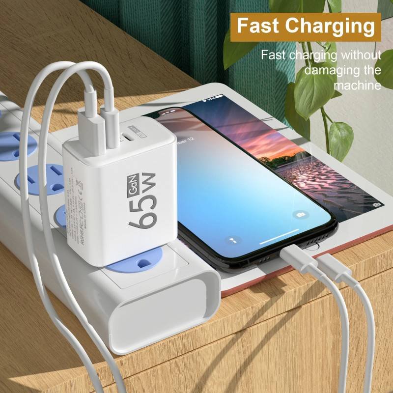 GaN Type C PD Charger - 3-Port USB Fast Charging for iPhone, Xiaomi, Samsung, Huawei