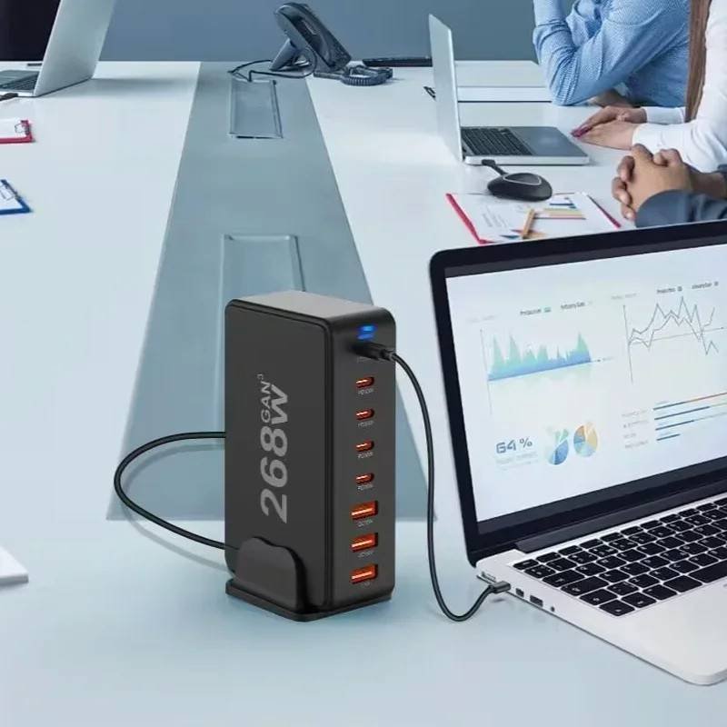 268W/240W GAN Gallium Nitride USB Type-C Multi-Port Desktop Charger