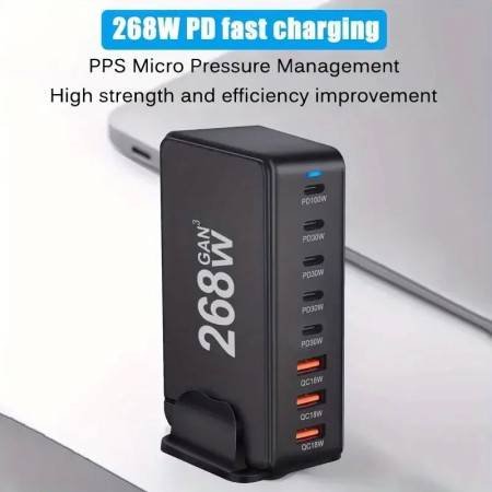 268W/240W GAN Gallium Nitride USB Type-C Multi-Port Desktop Charger