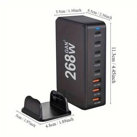 268W/240W GAN Gallium Nitride USB Type-C Multi-Port Desktop Charger