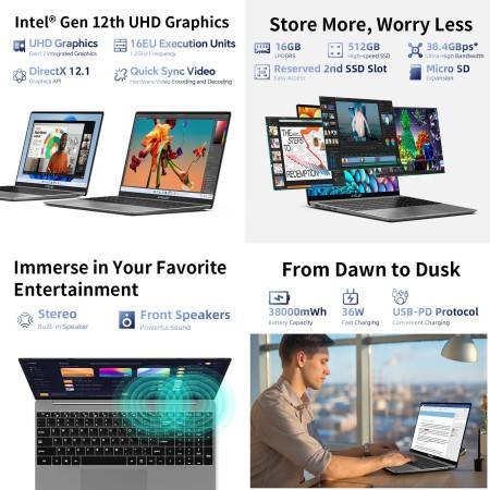 Teclast F16 Pro 15.6" Intel N95 16GB RAM 512GB SSD FHD IPS Laptop