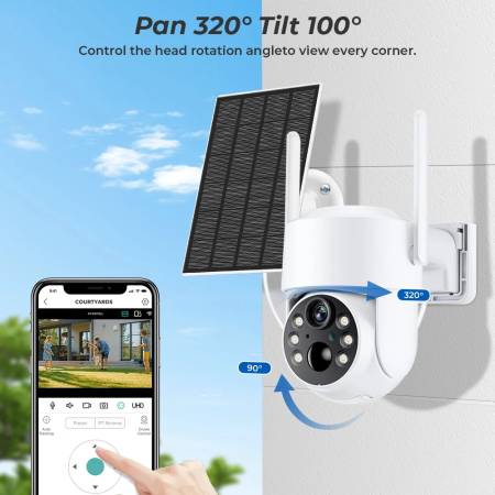 WiFi PTZ Camera | Solar Powered, 4MP HD, Built-in Battery, Long Standby Time