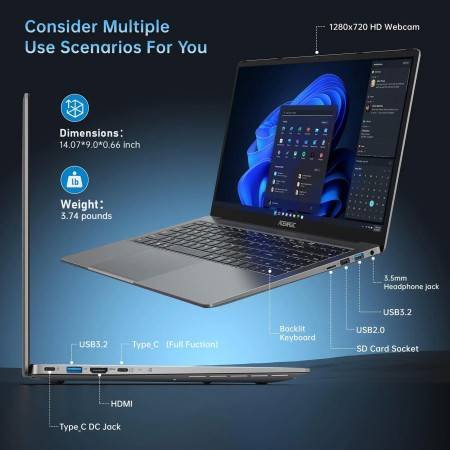 Acemagic Gaming Notebook Ryzen 7 5700U 16GB RAM 512GB SSD 16.1” Full HD