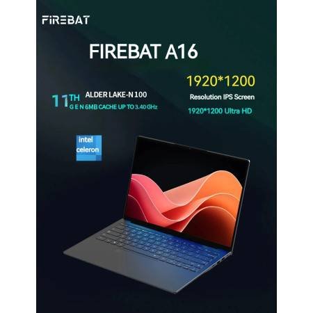 A16 16" 100% sRGB Ultra Slim Laptop 16GB RAM 1TB SSD Intel N100