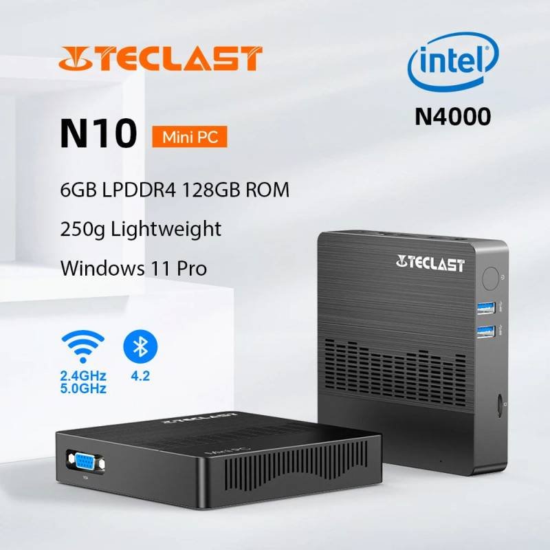 Teclast Mini PC N10 - 6GB RAM, 128GB SSD, Intel N4000, Windows 11 Pro